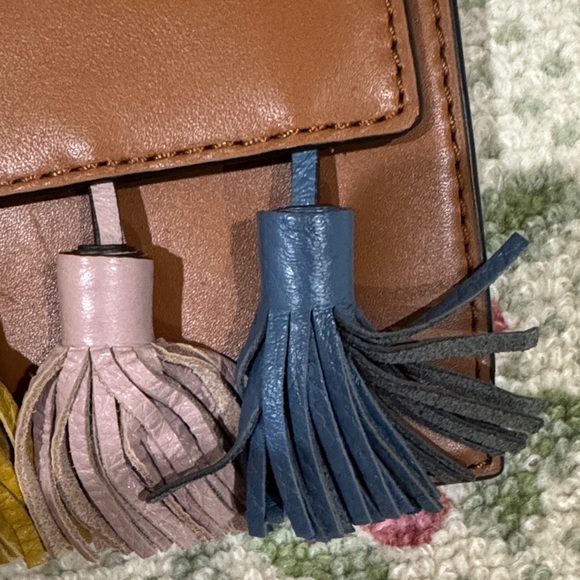 Rebecca Minkoff Brown Leather Crossbody Bag with Multicolor Tassels - Picture 8 of 10